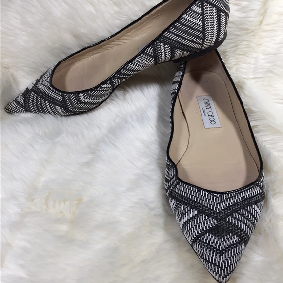 Jimmy Choo Shoes - Jimmy Choo Alina Woven point tie black white 10